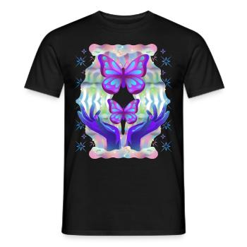 Psychedelische Schmetterlinge Airbrush-Graffiti - Männer T-Shirt - Schwarz - Vorne - AI Model Male 178 light (178cm)
