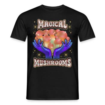 Magical Mushrooms, Psychedelische Pilze, Spruch - Männer T-Shirt - Schwarz - Vorne - AI Model Male 178 light (178cm)