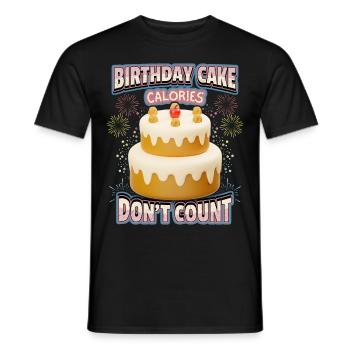 Birthday, funny saying with cake, calories - Men's T-Shirt - black - Front - AI Model Male 178 light (178cm)