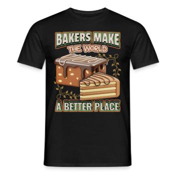 Chocolate cake, funny baker saying with cake - Men's T-Shirt - black - Front - AI Model Male 178 light (178cm)