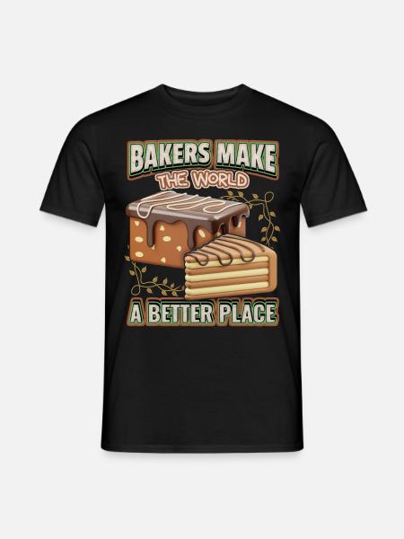 Gâteau au chocolat, drôle de boulanger avec gâteau - T-shirt homme - noir