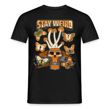 Magic Mushrooms, Psychedelic, Skull, Mushrooms - Men's T-Shirt - black - Front - AI Model Male 178 light (178cm)