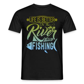 Pêche, pêche sur la rivière, dicton amusant - T-shirt homme - noir - Devant - AI Model Male 178 light (178cm)