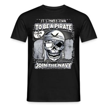 Lachender Pirat, Totenkopf, Totenschädel, Spruch - Männer T-Shirt - Schwarz - Vorne - AI Model Male 178 light (178cm)