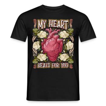 Cœur anatomique, dicton vintage de la Saint-Valentin - T-shirt homme - noir - Devant - AI Model Male 178 light (178cm)