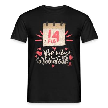 14 février Saint-Valentin Dicton, Be-my-Valentine - T-shirt homme - noir - Devant - AI Model Male 178 light (178cm)