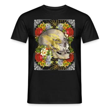 Crâne crâne crâne avec roses vintage - T-shirt homme - noir - Devant - AI Model Male 178 light (178cm)