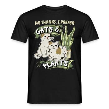 Chats et plantes, drôle de dicton ironique - T-shirt homme - noir - Devant - AI Model Male 178 light (178cm)