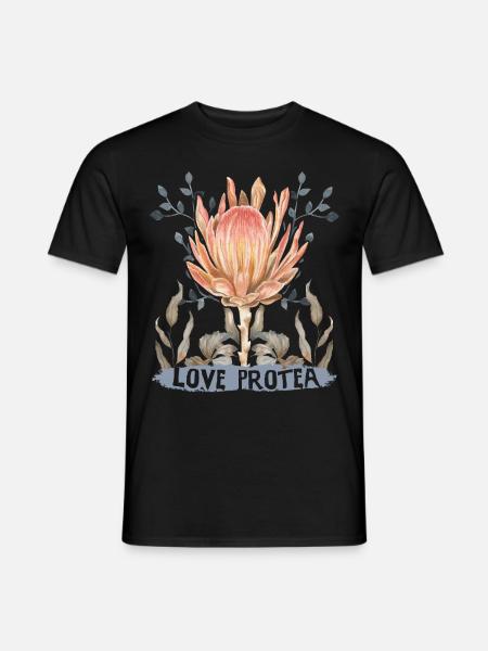 Protea-Flower, Love Protea Spruch botanisch - Männer T-Shirt - Schwarz