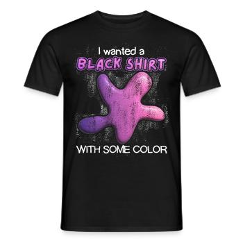 Chemise noire, éclaboussures de couleur 3D, drôle de dicton, jeu de mots - T-shirt homme - noir - Devant - AI Model Male 178 light (178cm)
