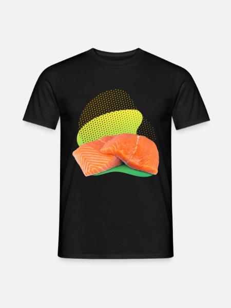 Lachs, Salmon, Lachs-Steak, Räucherlachs - Männer T-Shirt - Schwarz