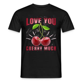Heart Cherries Cherry Pun Love-you Valentine's Day - Men's T-Shirt - black - Front - AI Model Male 178 light (178cm)