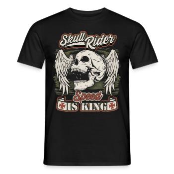 Biker skull with angel wings for motorcyclists - Men's T-Shirt - black - Front - AI Model Male 178 light (178cm)