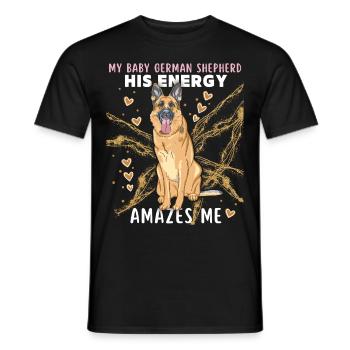 German Shepherd, pedigree dog funny saying - Men's T-Shirt - black - Front - AI Model Male 178 light (178cm)