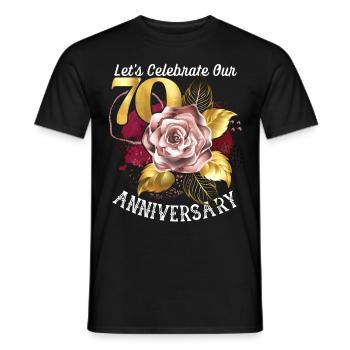 70th anniversary, anniversary celebration, wedding anniversary - Men's T-Shirt - black - Front - AI Model Male 178 light (178cm)