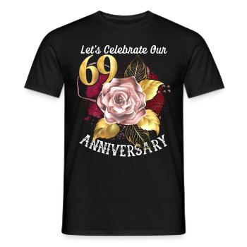 69th anniversary, anniversary celebration, wedding anniversary - Men's T-Shirt - black - Front - AI Model Male 178 light (178cm)