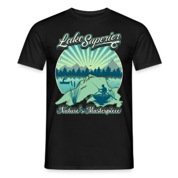 Lake Superior Angler, Fischen Retro Vintage Spruch - Männer T-Shirt - Schwarz - Vorne - AI Model Male 178 light (178cm)