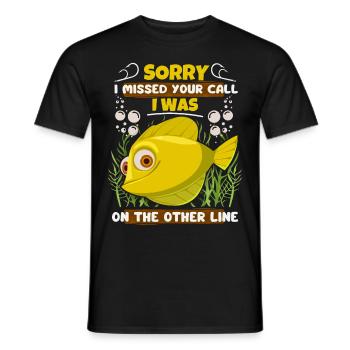 Pêche Pêche, Poisson Comique Avec Hameçon, Dire - T-shirt homme - noir - Devant - AI Model Male 178 light (178cm)