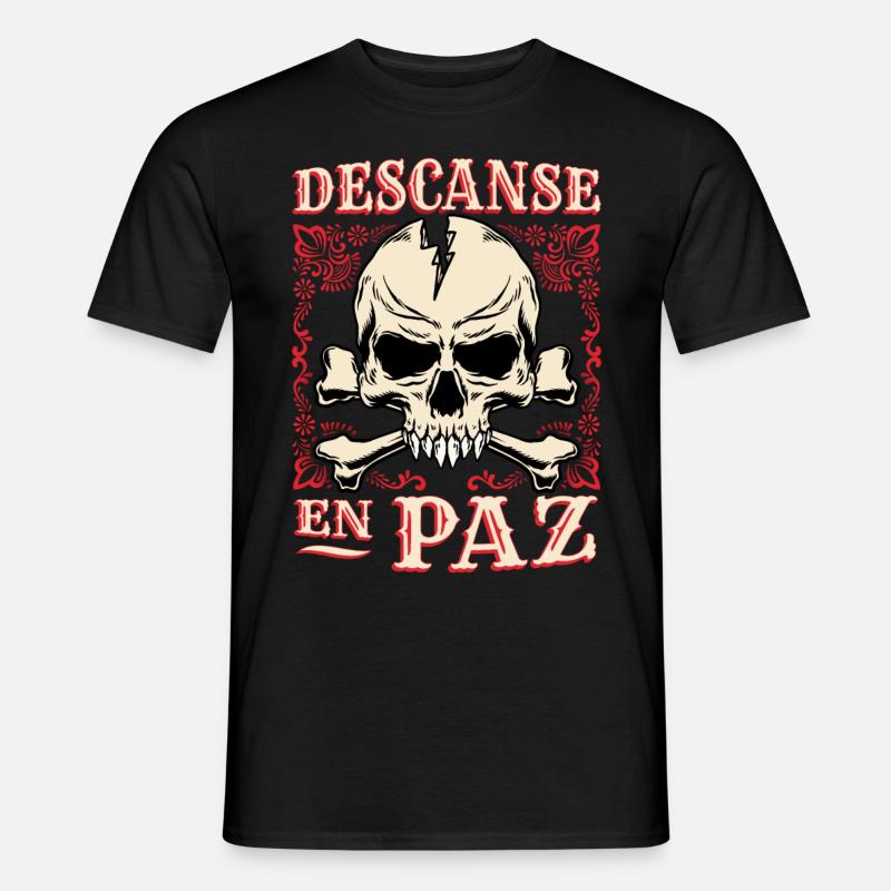 Totenkopf, Crossbones Knochen Spruch Rest-In-Peace - Männer T-Shirt - Schwarz