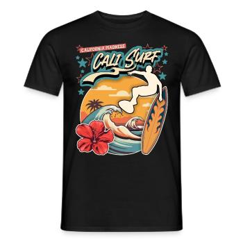 California Surfer, Surfing, Vintage Surfboard - Men's T-Shirt - black - Front - AI Model Male 178 light (178cm)