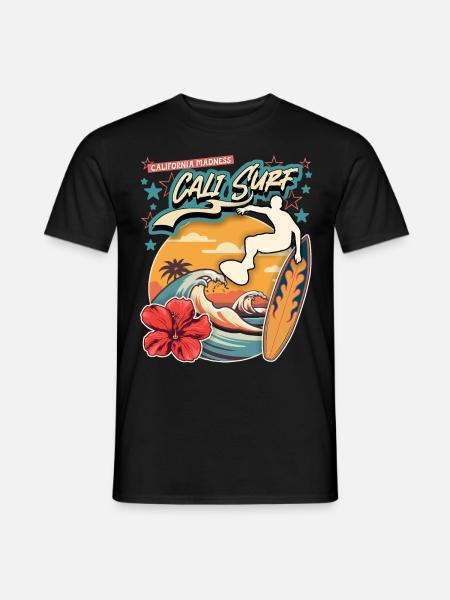 Surfeur californien, surf, planche de surf Vintage - T-shirt homme - noir