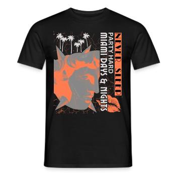 Miami Florida, Party, Art Deco Poster - Men's T-Shirt - black - Front - AI Model Male 178 light (178cm)