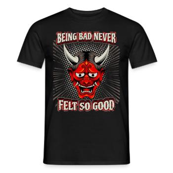 Funny Devil Saying, Devil's Mask, Comic Style - Men's T-Shirt - black - Front - AI Model Male 178 light (178cm)