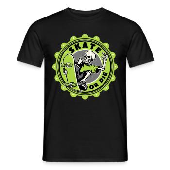 Crâne patineur, drôle de dire patiner ou mourir - T-shirt homme - noir - Devant - AI Model Male 178 light (178cm)