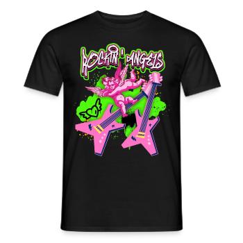 Rock-n-Roll Engel mit E-Gitarre Grunge Stil Spruch - Männer T-Shirt - Schwarz - Vorne - AI Model Male 178 light (178cm)