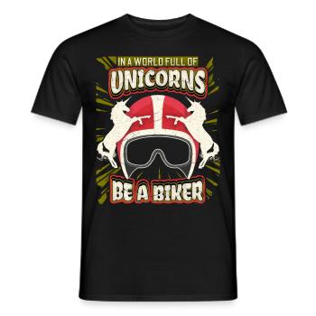 Unicorn Unicorn Funny Motorcycle Biker Saying - Men's T-Shirt - black - Front - AI Model Male 178 light (178cm)
