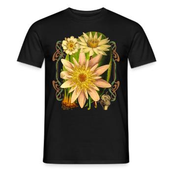 Vintage botanische Seerose, Lotusblüte - Männer T-Shirt - Schwarz - Vorne - AI Model Male 178 light (178cm)