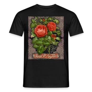 Rose botanique, illustration vintage Paul Neyron - T-shirt homme - noir - Devant - AI Model Male 178 light (178cm)