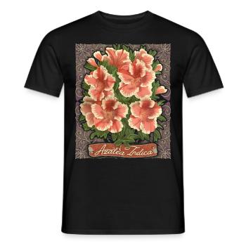 Azalée, Azalée Indica, fleurs botaniques Vintage - T-shirt homme - noir - Devant - AI Model Male 178 light (178cm)