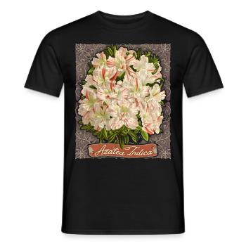 Azalée Indica, fleurs botaniques vintage, azalée - T-shirt homme - noir - Devant - AI Model Male 178 light (178cm)
