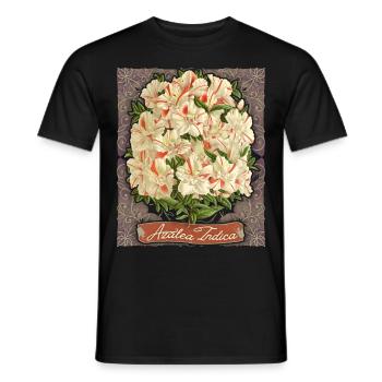 Azalea Indica vintage botanique rayé azalée - T-shirt homme - noir - Devant - AI Model Male 178 light (178cm)