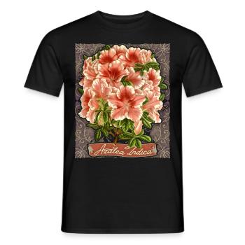 Azalée indienne, Azalée Indica rétro vintage - T-shirt homme - noir - Devant - AI Model Male 178 light (178cm)