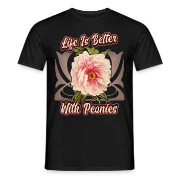 Vintage Pfingstrose botanische Illustration Spruch - Männer T-Shirt - Schwarz - Vorne - AI Model Male 178 light (178cm)
