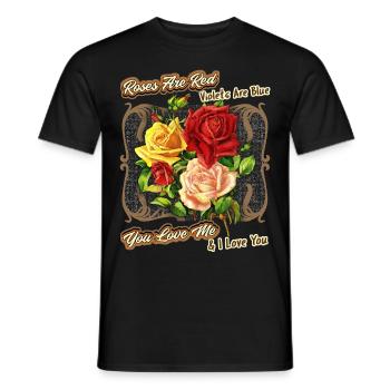 Vintage Roses, Love, Valentine's Day, Roses Saying - Men's T-Shirt - black - Front - AI Model Male 178 light (178cm)