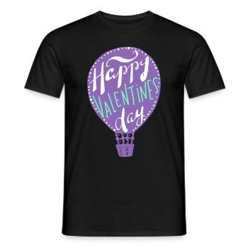 Joyeuse Saint-Valentin, montgolfière, dire - T-shirt homme - noir - Devant - AI Model Male 178 light (178cm)