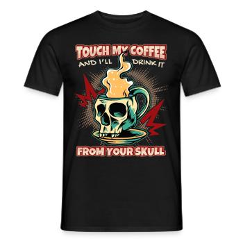 Lustiger Kaffeetrinker Spruch mit Skull Totenkopf - Männer T-Shirt - Schwarz - Vorne - AI Model Male 178 light (178cm)