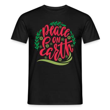 Paix sur la terre typographie, gui de Noël - T-shirt homme - noir - Devant - AI Model Male 178 light (178cm)