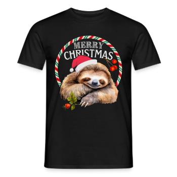 Sloth, Sloth, Merry Christmas - Men's T-Shirt - black - Front - AI Model Male 178 light (178cm)