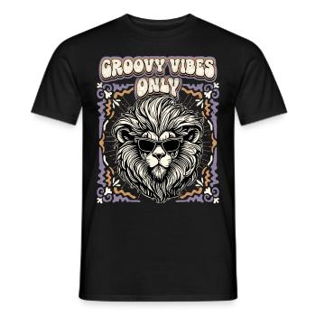 Tête de Lion vintage des années 1970, Groovy Vibes seulement en disant - T-shirt homme - noir - Devant - AI Model Male 178 light (178cm)