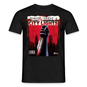 Horror Movie, Horror Movie Poster with Knife and Blood - Men's T-Shirt - black - Front - AI Model Male 178 light (178cm)