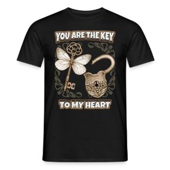 Liebe Spruch, Schloss und Schlüssel, Valentinstag - Männer T-Shirt - Schwarz - Vorne - AI Model Male 178 light (178cm)