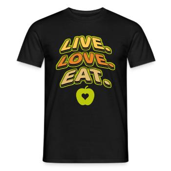 Live Love Eat, Spruch für Food lover - Männer T-Shirt - Schwarz - Vorne - AI Model Male 178 light (178cm)