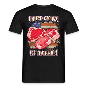 American Steak, Meat, Funny Saying Pun - Men's T-Shirt - black - Front - AI Model Male 178 light (178cm)