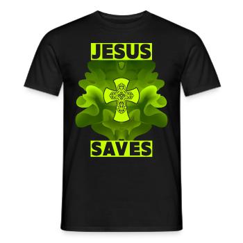 Jesus Christus, Christliches Kreuz, Jesus Saves - Männer T-Shirt - Schwarz - Vorne - AI Model Male 178 light (178cm)