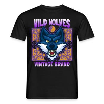 Wilder Wolf, Wolf Portrait, lustiger Wolfskopf - Männer T-Shirt - Schwarz - Vorne - AI Model Male 178 light (178cm)