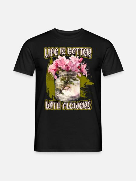 Azalea, vintage kasvitieteellinen kukkakuva - Miesten T-paita - musta